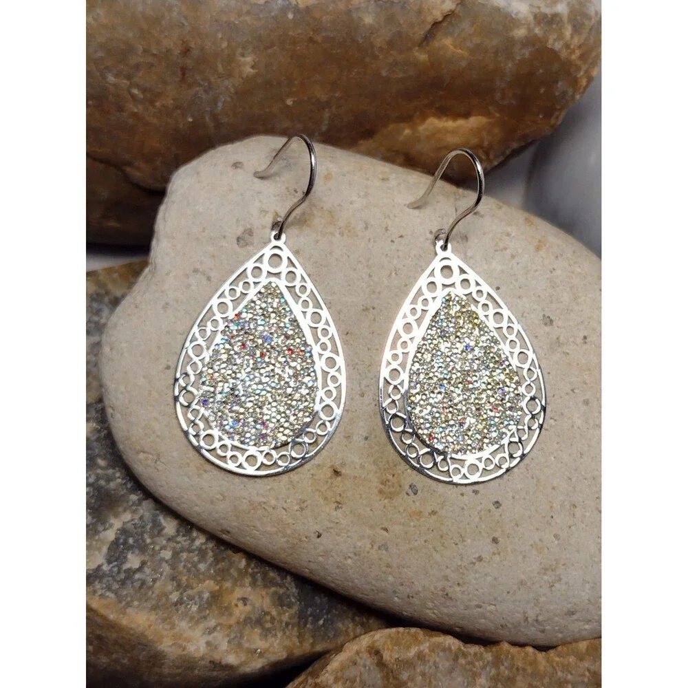 Sterling Silver 925 Sparkle Enamel Dangle Earrings